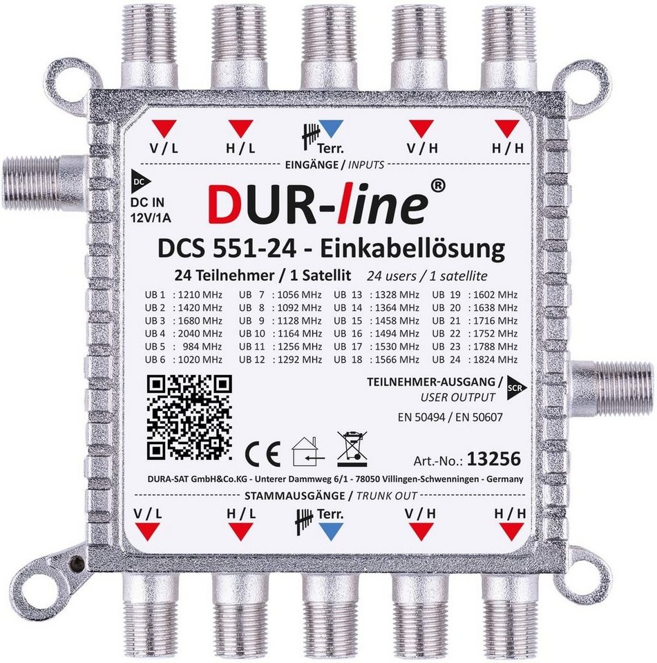 DUR-line DUR-line DCS 551-24 - preiswerte Einkabellösung für 24 Teilnehmer für SAT-Antenne von DUR-line