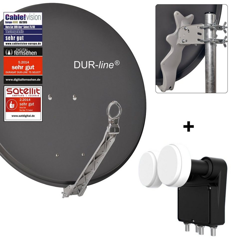 DUR-line DUR-line Select 75/80 A + 2S/4T - 4 Teilnehmer Set Sat-Spiegel DUR-line DUR-line Select 75/80 A + 2S/4T - 4 Teilnehmer Set Sat-Spiegel von DUR-line