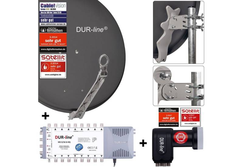 DUR-line DUR-line Select 75/80 A + MS5/16 + +Ultra Quattro LNB - 16 Teilnehmer Sat-Spiegel von DUR-line