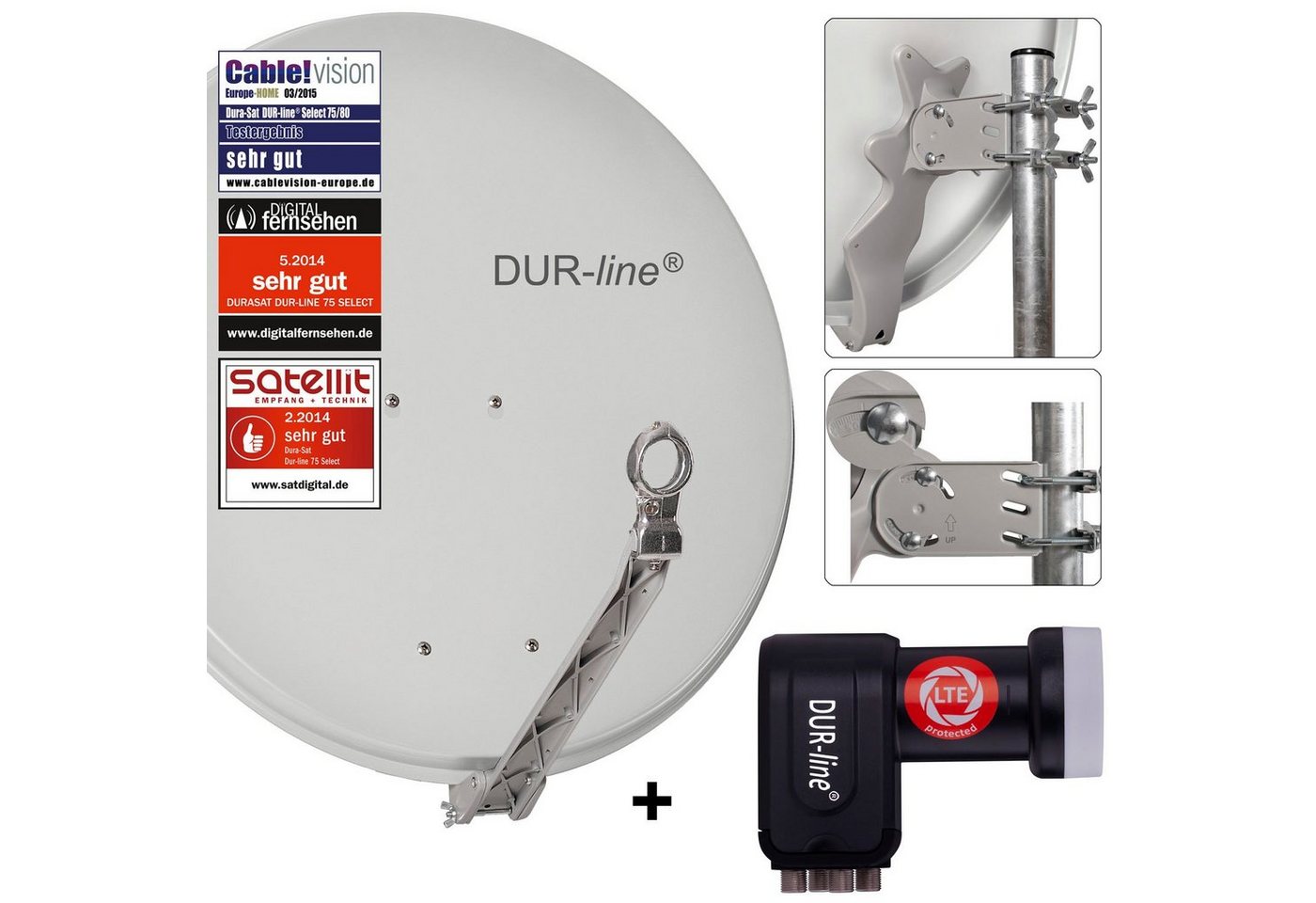 DUR-line DUR-line Select 75/80 G + +Ultra Quattro LNB - LNB Set Sat-Spiegel DUR-line DUR-line Select 75/80 G + +Ultra Quattro LNB - LNB Set Sat-Spiegel von DUR-line