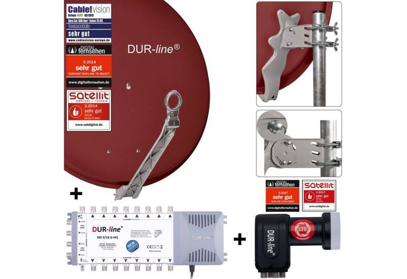 DUR-line DUR-line Select 75/80 R + MS5/16 + +Ultra Quattro LNB - 16 Teilnehmer Sat-Spiegel von DUR-line