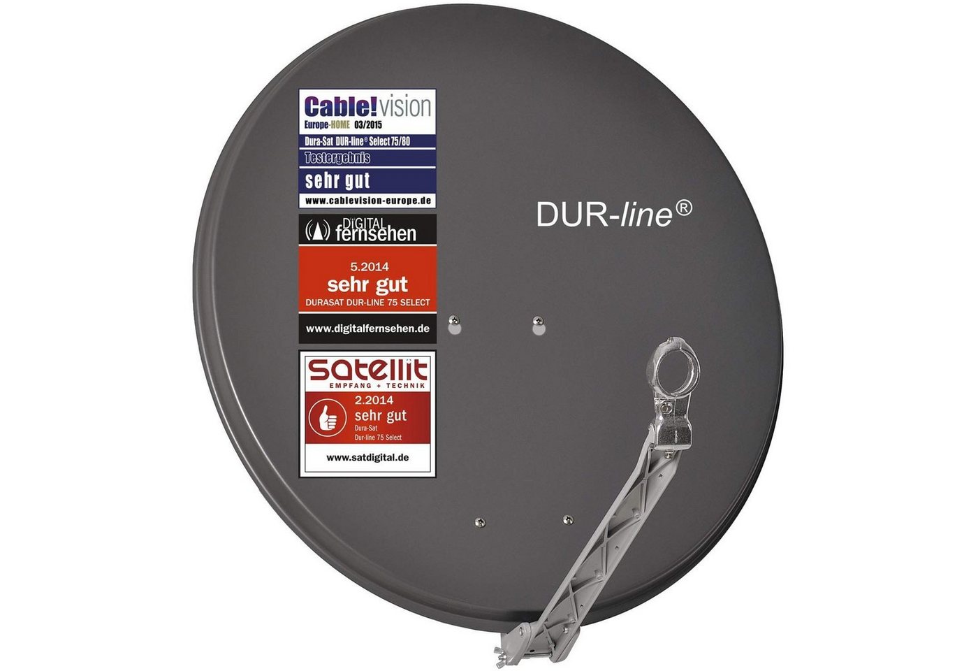 DUR-line DUR-line Select 75/80cm Anthrazit Satelliten-Schüssel - 3 x Test + Sat-Spiegel DUR-line DUR-line Select 75/80cm Anthrazit Satelliten-Schüssel - 3 x Test + Sat-Spiegel von DUR-line