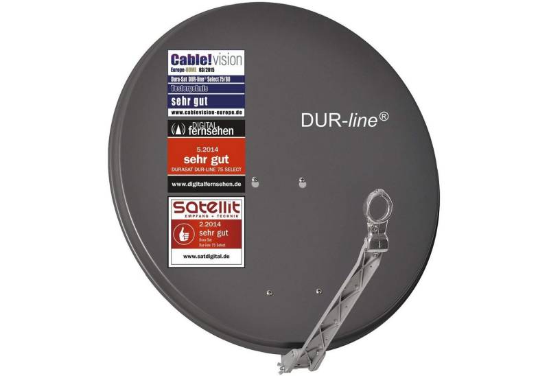 DUR-line DUR-line Select 75/80cm Anthrazit Satelliten-Schüssel - 3 x Test + Sat-Spiegel von DUR-line