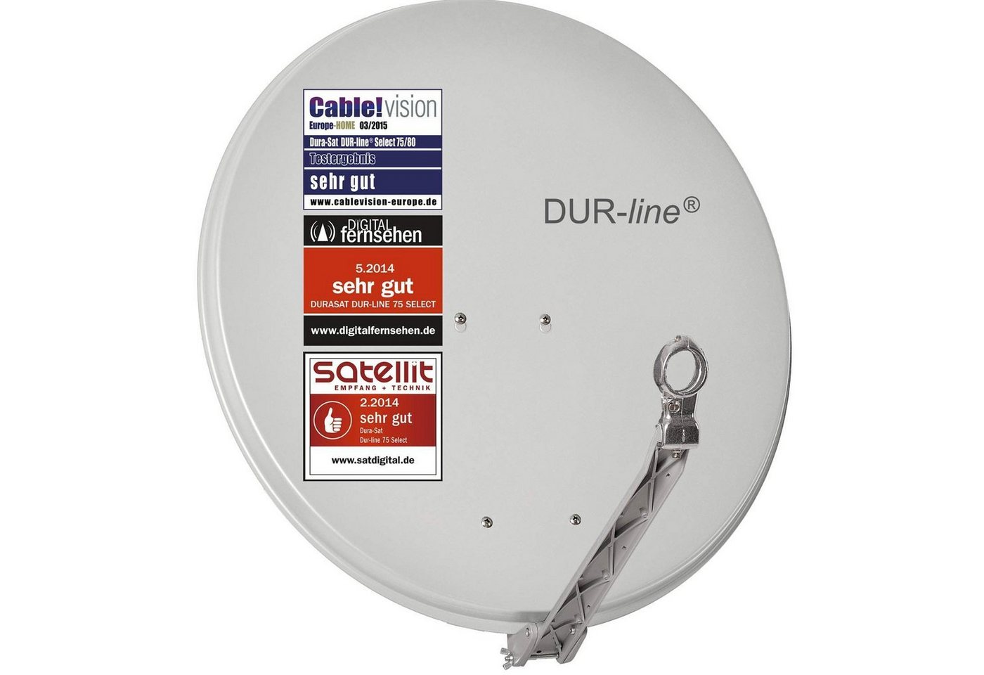 DUR-line DUR-line Select 75/80cm Hellgrau Satelliten-Schüssel - 3 x Test + Sat-Spiegel DUR-line DUR-line Select 75/80cm Hellgrau Satelliten-Schüssel - 3 x Test + Sat-Spiegel von DUR-line