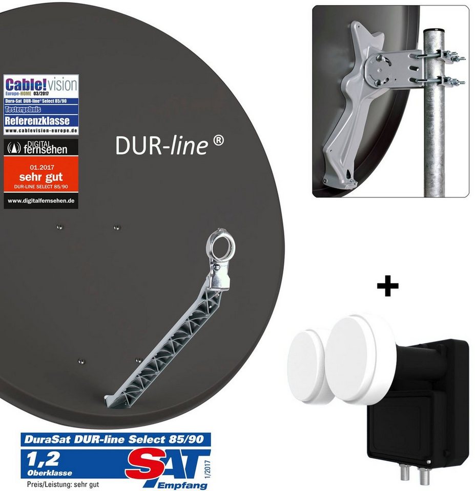 DUR-line DUR-line Select 85/90 A + 2S/2T - 2 Teilnehmer Set Sat-Spiegel von DUR-line