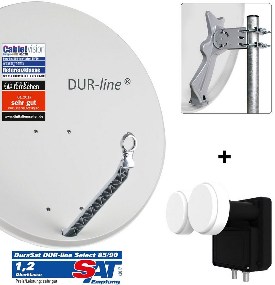 DUR-line DUR-line Select 85/90 G + 2S/2T - 2 Teilnehmer Set Sat-Spiegel von DUR-line