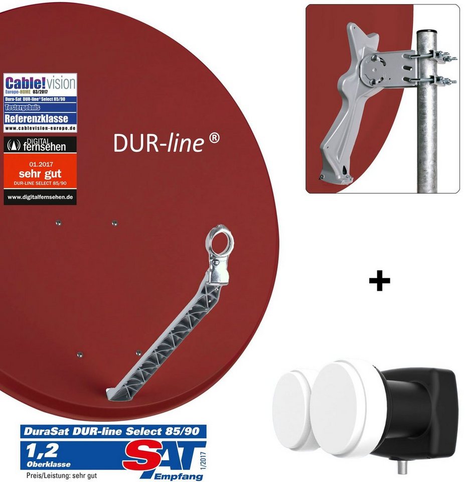 DUR-line DUR-line Select 85/90 R + 2S/1T - 1 Teilnehmer Set Sat-Spiegel von DUR-line