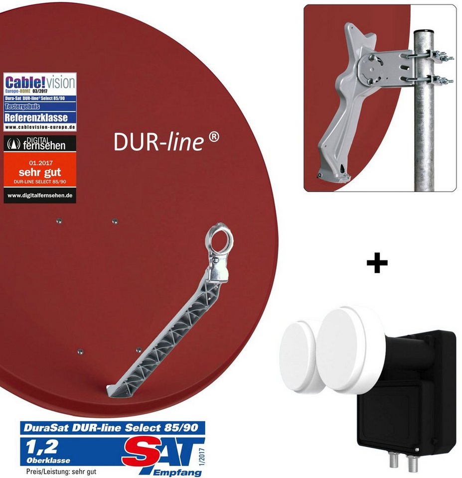 DUR-line DUR-line Select 85/90 R + 2S/2T - 2 Teilnehmer Set Sat-Spiegel von DUR-line