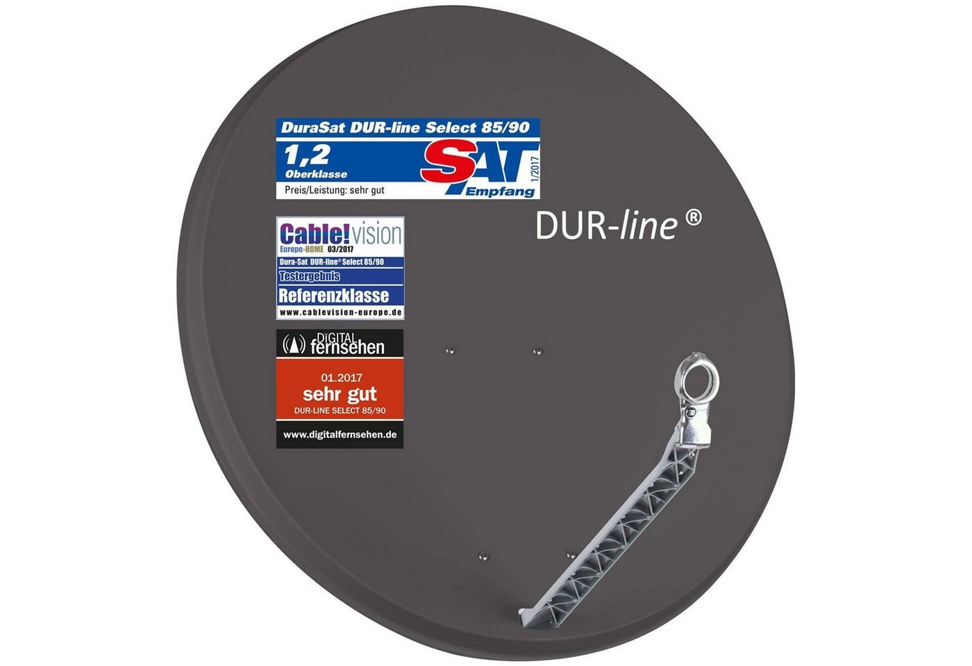 DUR-line DUR-line Select 85/90cm Anthrazit Satelliten-Schüssel - 3 x Test + Sat-Spiegel DUR-line DUR-line Select 85/90cm Anthrazit Satelliten-Schüssel - 3 x Test + Sat-Spiegel von DUR-line