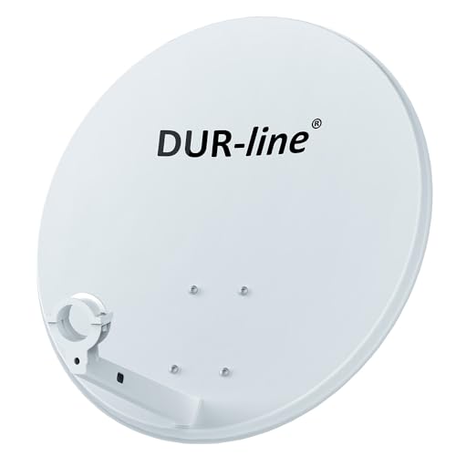DUR-line EASYTENNE 60 - Satellitenschüssel (digital Sat Anlage, Antenne mit Masthalterung, vorbereitet für die Aufnahme eines 40 mm LNB) 60 cm Spiegel, Hellgrau von DUR-line