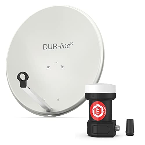 DUR-line MDA 60 Hellgrau - Digiatale 1 Teilnehmer Satellitenschüssel Komplett-Anlage mit +Ultra Single - LNB [Camping, Astra 19,2°, DVB-S/S2, Full HD, 4K, 3D] von DUR-line