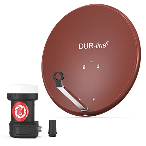 DUR-line MDA 60 Rot - Digiatale 1 Teilnehmer Satellitenschüssel Komplett-Anlage mit +Ultra Single - LNB [Camping, Astra 19,2°, DVB-S/S2, Full HD, 4K, 3D] von DUR-line