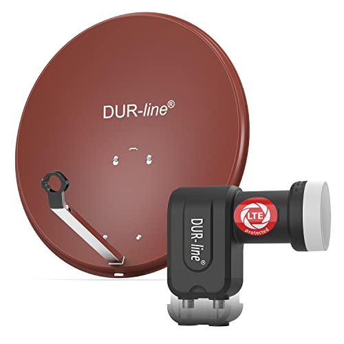 DUR-line MDA 60 Rot - Digiatale 2 Teilnehmer Satellitenschüssel Komplett-Anlage mit +Ultra Twin - LNB [Camping, Astra 19,2°, DVB-S/S2, Full HD, 4K, 3D] von DUR-line