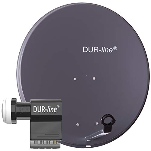 DUR-line MDA 80 Anthrazit - Digiatale 6 Teilnehmer Satellitenschüssel Komplett-Anlage mit UK 104 - Unicable LNB [Camping, Astra 19,2°, DVB-S/S2, Full HD, 4K, 3D] von DUR-line