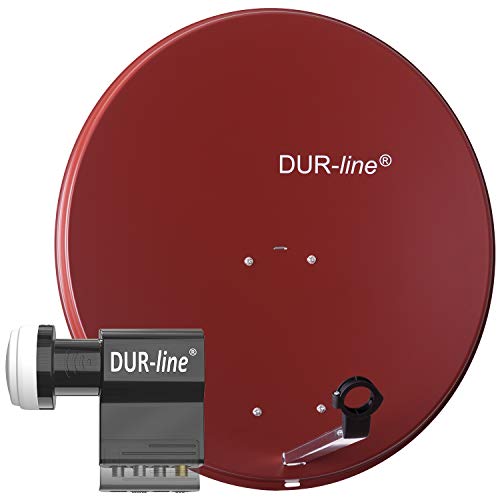 DUR-line MDA 80 Rot - Digiatale 6 Teilnehmer Satellitenschüssel Komplett-Anlage mit UK 104 - Unicable LNB [Camping, Astra 19,2°, DVB-S/S2, Full HD, 4K, 3D] von DUR-line
