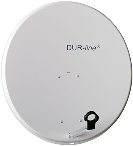 DUR-line MDA 80cm Hellgrau - Aluminium Satellitenschüssel mit LNB Feedhalterung - Sat Antenne Spiegel Anlage [Digital, Camping, Astra 19,2°, DVB-S/S2, Full HD, 4K, 3D] von DUR-line