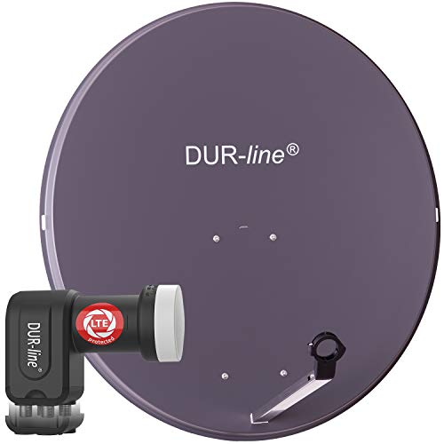 DUR-line MDA 90 Anthrazit - Digiatale 4 Teilnehmer Satellitenschüssel Komplett-Anlage mit +Ultra Quad - LNB [Camping, Astra 19,2°, DVB-S/S2, Full HD, 4K, 3D] von DUR-line