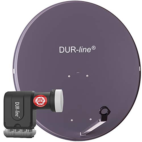 DUR-line MDA 90 Anthrazit - Digiatale 8 Teilnehmer Satellitenschüssel Komplett-Anlage mit +Ultra Octo - LNB [Camping, Astra 19,2°, DVB-S/S2, Full HD, 4K, 3D] von DUR-line