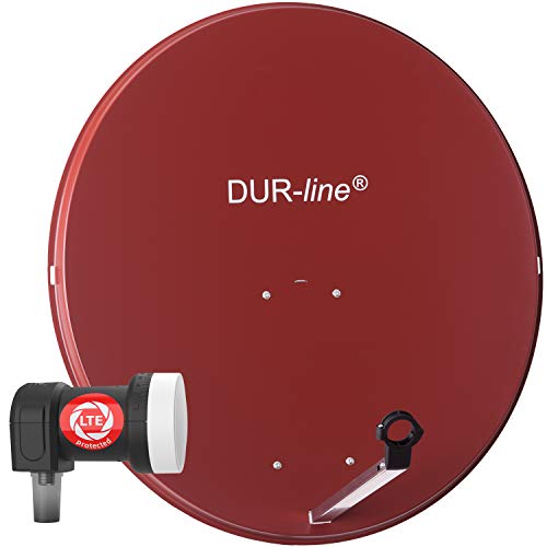 DUR-line MDA 90 Rot - Digiatale 1 Teilnehmer Satellitenschüssel Komplett-Anlage mit +Ultra Single - LNB [Camping, Astra 19,2°, DVB-S/S2, Full HD, 4K, 3D] von DUR-line