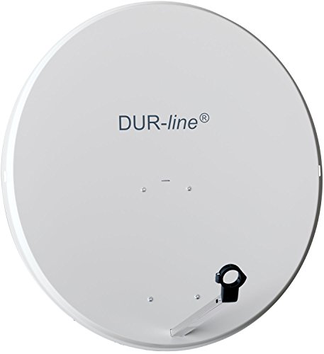 DUR-line MDA 90cm Hellgrau - Aluminium Satellitenschüssel mit LNB Feedhalterung - Sat Antenne Spiegel Anlage [Digital, Camping, Astra 19,2°, DVB-S/S2, Full HD, 4K, 3D] von DUR-line