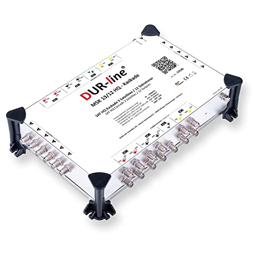 DUR-line MSK 13/12 HQ Multischalter-Kaskade - Für 3 Satelliten und 12 Teilnehmern/TV (erweiterbar) - Made in Germany - Matrix - Multiswitch [DVB-S/S2/T/T2 -Digital, HDTV, FullHD, 4K, 8K, UHD, 3D, Sky] von DUR-line