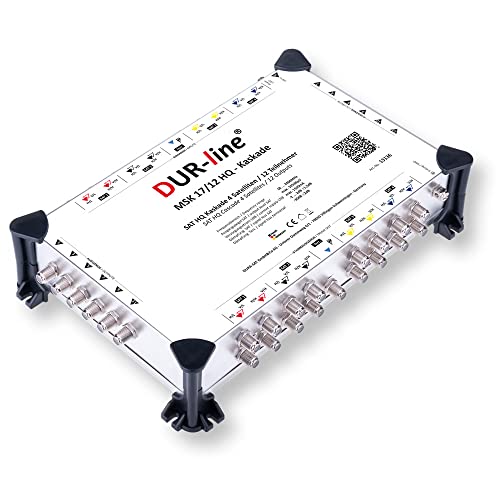 DUR-line MSK 17/12 HQ Multischalter-Kaskade - Für 4 Satelliten und 12 Teilnehmern/TV (erweiterbar) - Made in Germany - Matrix - Multiswitch [DVB-S/S2/T/T2 -Digital, HDTV, FullHD, 4K, 8K, UHD, 3D, Sky] von DUR-line