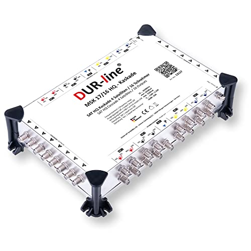 DUR-line MSK 17/16 HQ Multischalter-Kaskade - Für 4 Satelliten und 16 Teilnehmern/TV (erweiterbar) - Made in Germany - Matrix - Multiswitch [DVB-S/S2/T/T2 -Digital, HDTV, FullHD, 4K, 8K, UHD, 3D, Sky] von DUR-line