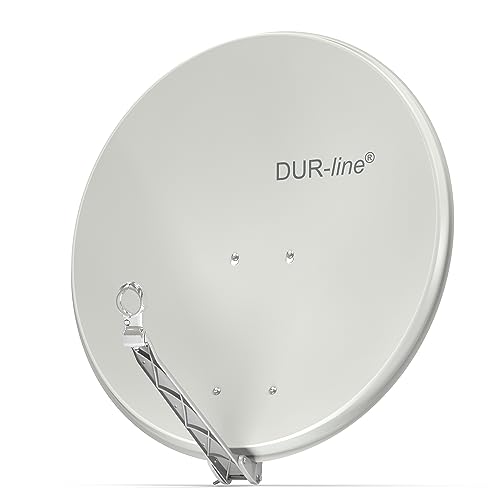 DUR-line Select 80cm Satellitenschüssel/Aluminium Sat-Antenne [ 3X Test SEHR GUT *] / Hellgrau mit LNB-Halterung/Sturmsicher und leicht zu installieren/Rostfrei von DUR-line