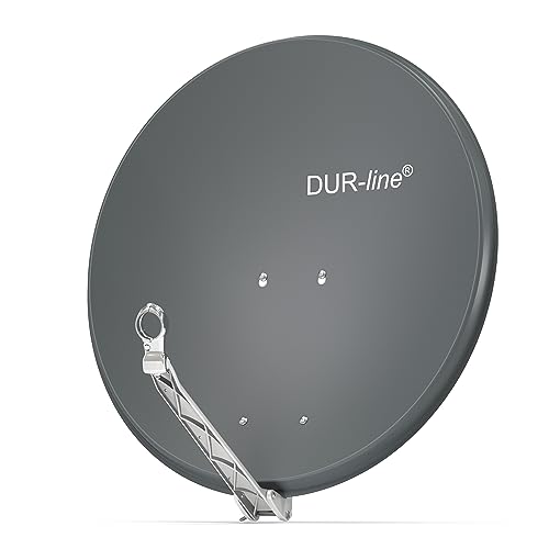 DUR-line Select 80cm Satellitenschüssel/Aluminium Sat-Reflektor [ 3X Test SEHR GUT *] / Anthrazit mit LNB-Halterung/Sturmsicher und leicht zu installieren/Rostfrei von DUR-line