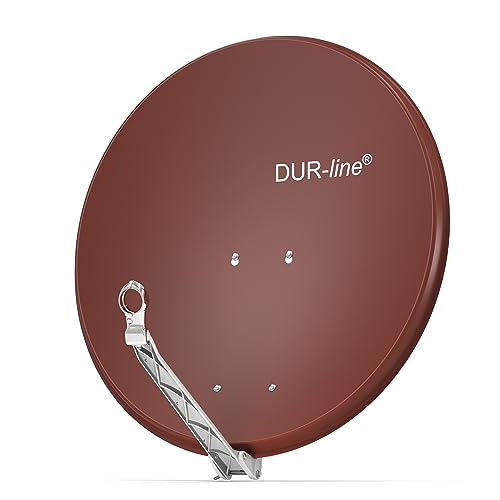 DUR-line Select 80cm Satellitenschüssel/Aluminium Sat-Reflektor [ 3X Test SEHR GUT *] / Rot mit LNB-Halterung/Sturmsicher und leicht zu installieren/Rostfrei von DUR-line