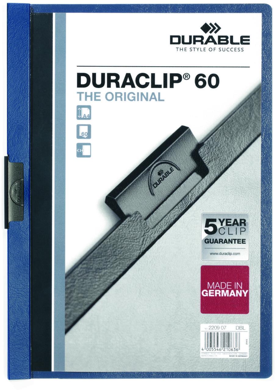 DURABLE Klemmhefter Duraclip DIN A4 dunkelblau von DURABLE