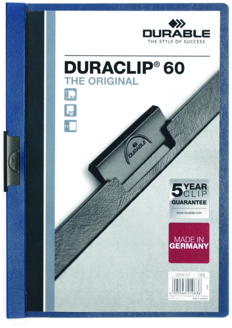 DURABLE Klemmhefter Duraclip DIN A4 dunkelblau von DURABLE