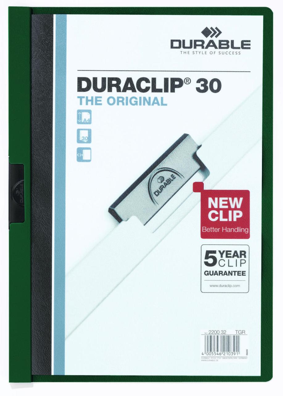 DURABLE Klemmhefter Duraclip DIN A4 dunkelgrün von DURABLE