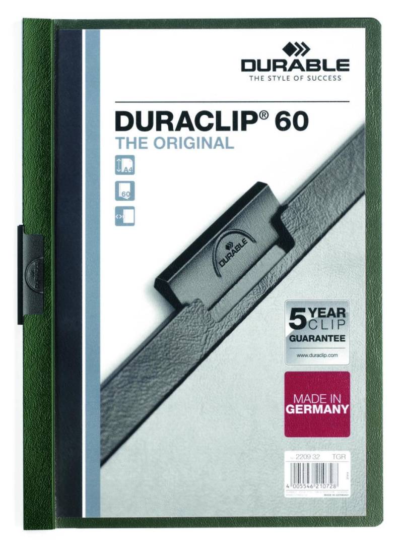 DURABLE Klemmhefter Duraclip DIN A4 dunkelgrün von DURABLE