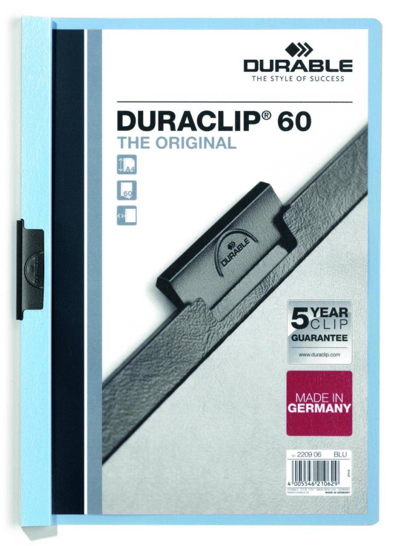 DURABLE Klemmhefter Duraclip DIN A4 hellblau von DURABLE