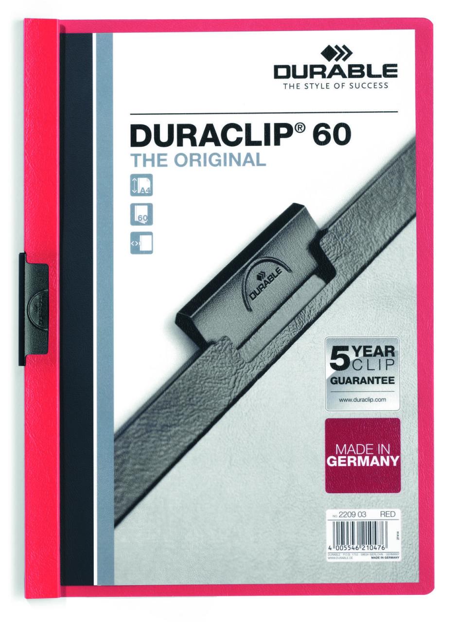 DURABLE Klemmhefter Duraclip DIN A4 rot von DURABLE