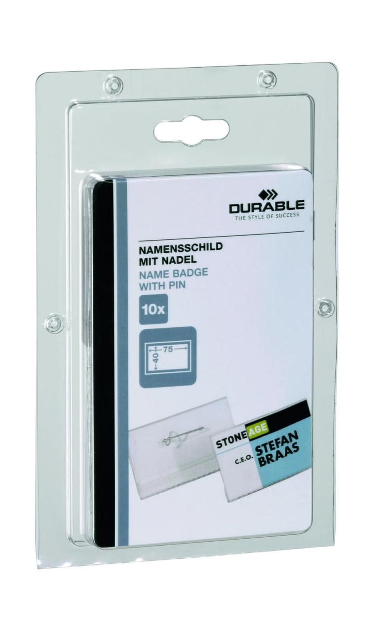 DURABLE Namensschilder transparent 7.5 cm x 4 cm DURABLE Namensschilder transparent 7.5 cm x 4 cm von DURABLE