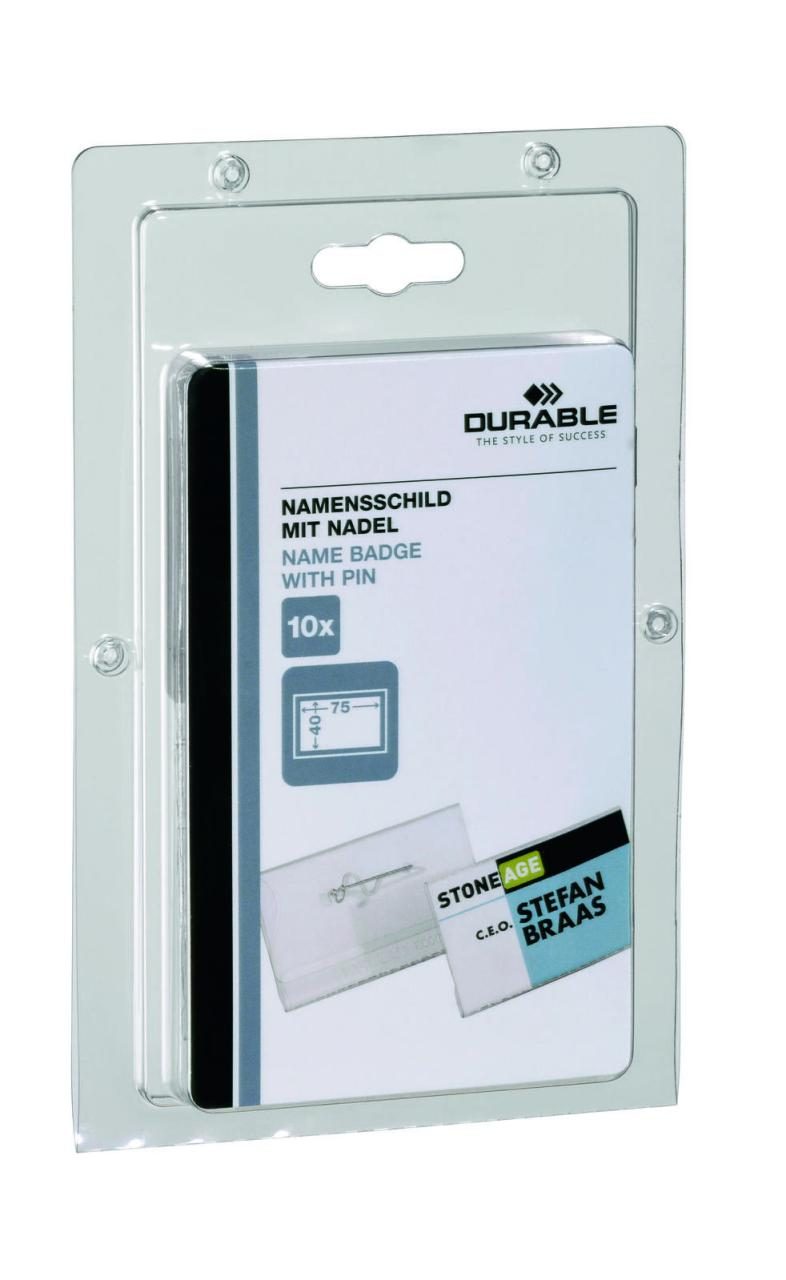 DURABLE Namensschilder Namensschilder M. Wellennadel 7.5 cm x 4 cm Hartfolie ... von DURABLE