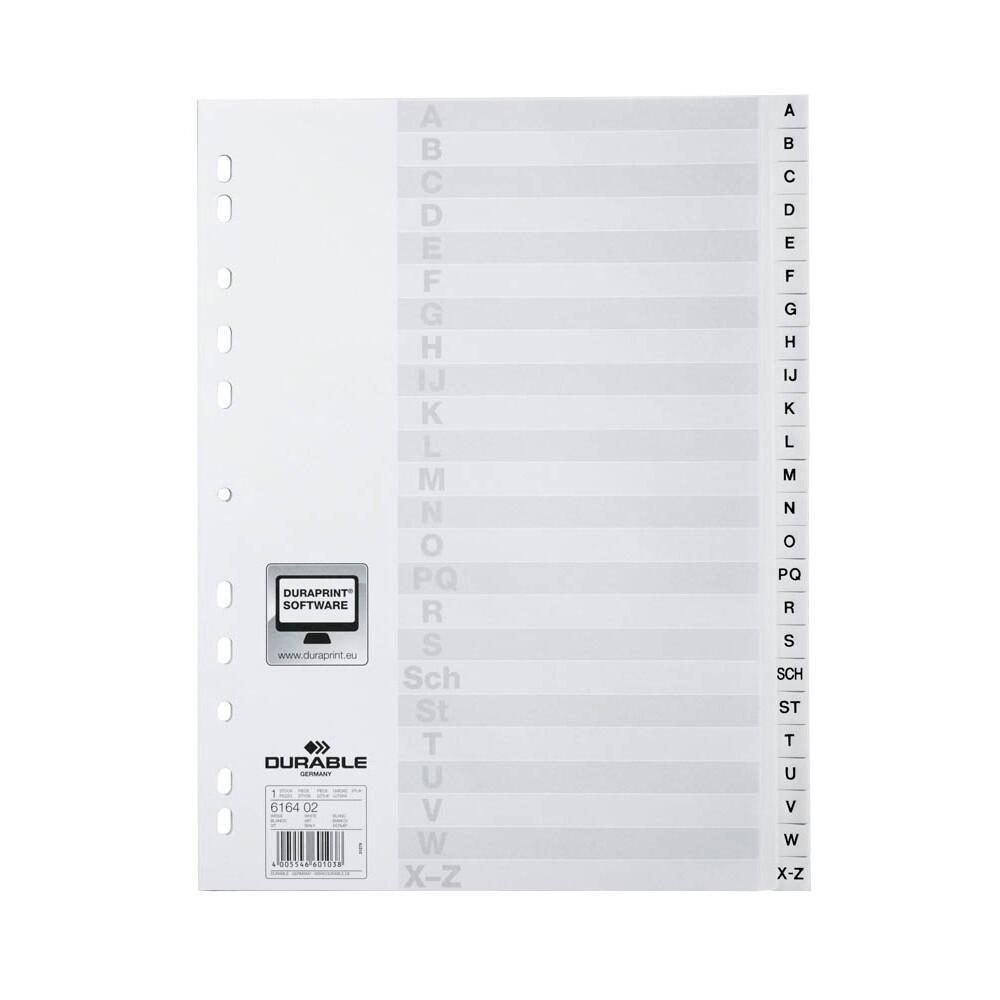 DURABLE Ordnerregister Vollformat A-Z weiß 24-teilig - 1 Satz von DURABLE