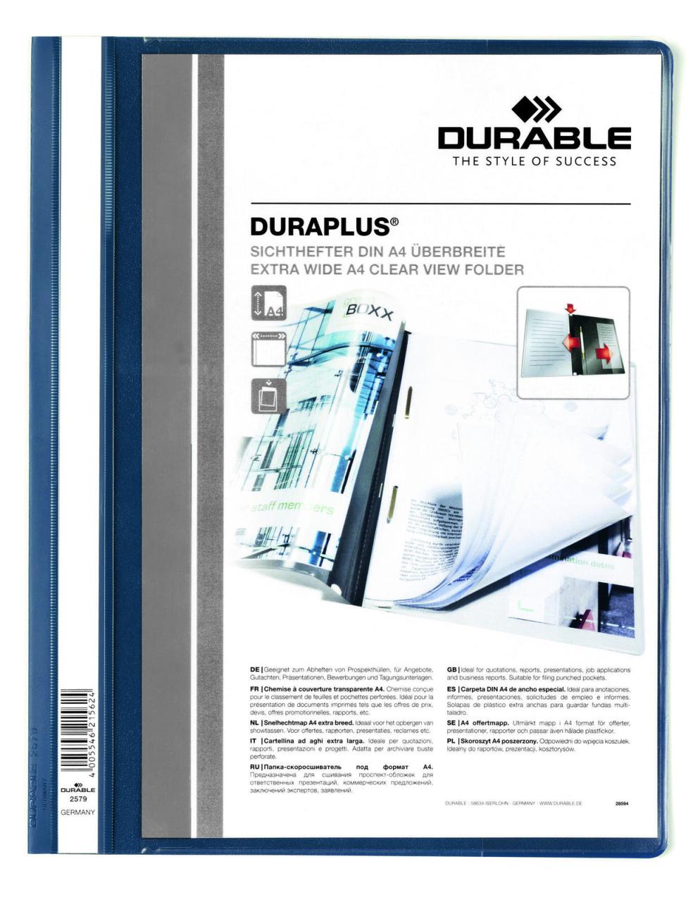 DURABLE Präsentationshefter DURAPLUS für DIN A4 überbreit dunkelblau DURABLE Präsentationshefter DURAPLUS für DIN A4 überbreit dunkelblau von DURABLE