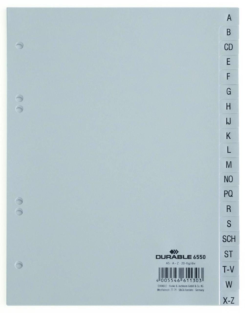 DURABLE Register DURABLE PP-Register A5 Gu A-Z Grau von DURABLE