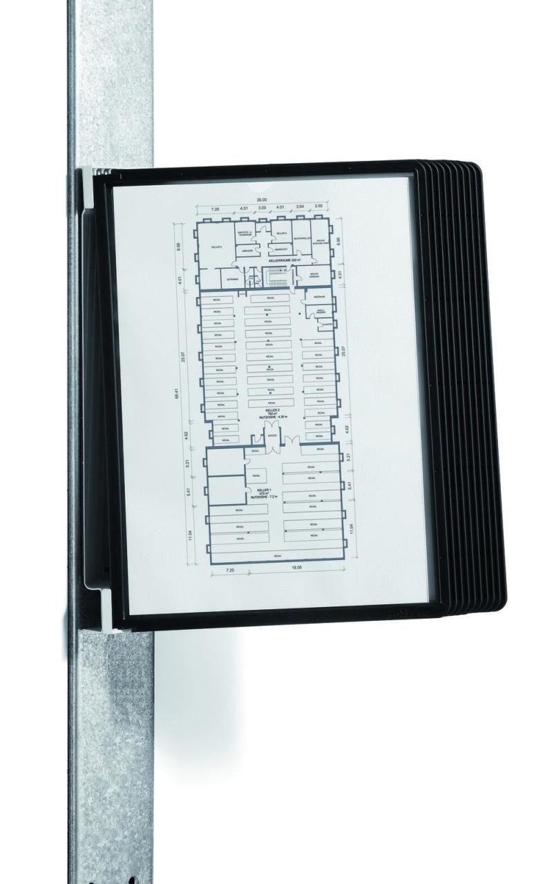 DURABLE Wand-Sichttafelsystem Vario Wandhalter 10tlg. Magnet DIN A4 Schwarz von DURABLE