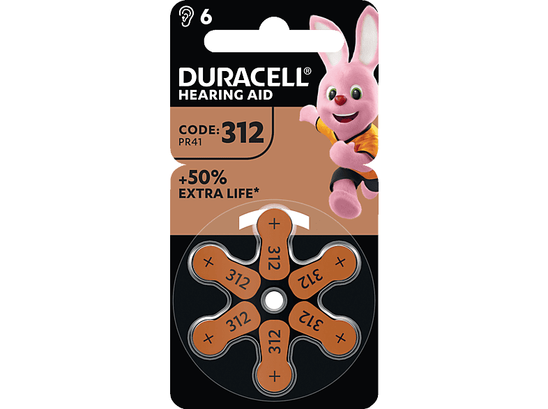 DURACELL DU EASY TAB 312 (PR41) Easy Tab Hörgerätebatterie, Zink-Luft von DURACELL
