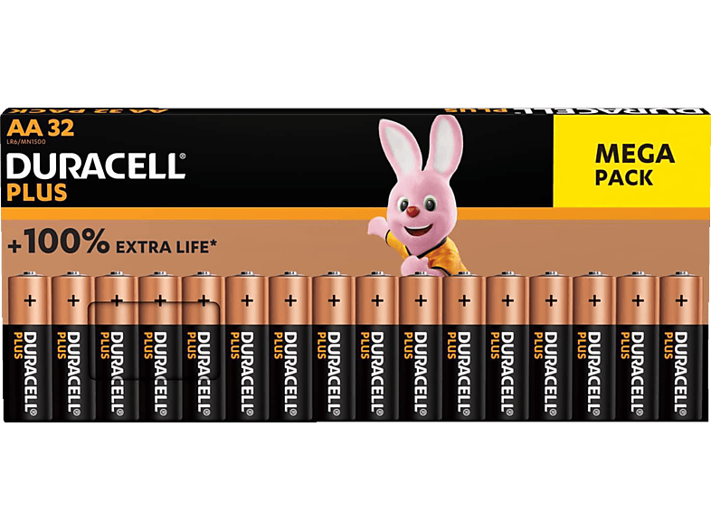 DURACELL Plus AA, 32er Pack, AA Batterie, Alkaline, 1.5 Volt von DURACELL