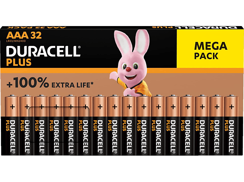 DURACELL Plus AAA, 32er Pack, AAA Batterie, Alkaline, 1.5 Volt von DURACELL