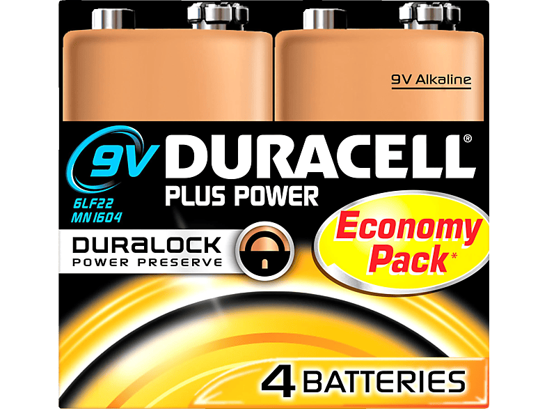 DURACELL Plus Power 9V (Alkaline) Batterie 4 Stück von DURACELL