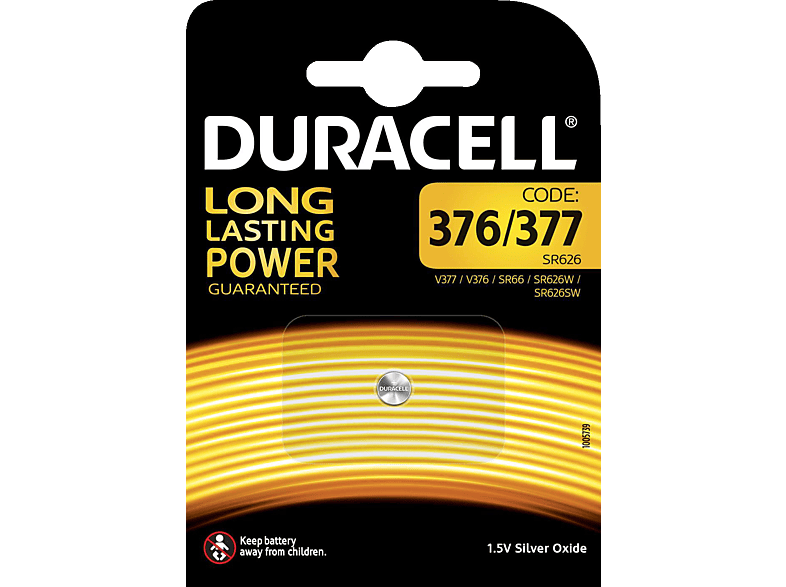 DURACELL Specialty 377 Batterie, Silber-Oxid, 1.5 Volt 1 Stück von DURACELL