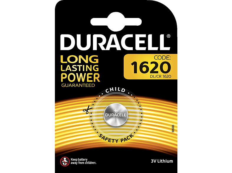 DURACELL Specialty CR1620 Batterie, Lithium, 3 Volt 1 Stück von DURACELL