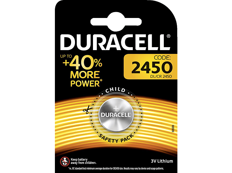 DURACELL Specialty CR2450 Batterie, Lithium, 3 Volt 1 Stück von DURACELL