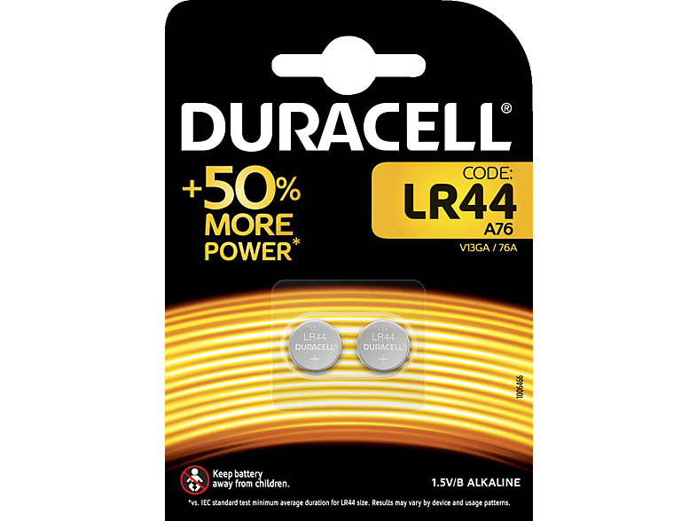 DURACELL Specialty LR44 Batterie, Alkaline, 1.5 Volt 2 Stück von DURACELL
